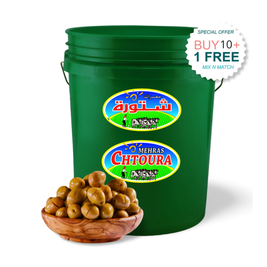 D8.Chtoura Whole Green Olives 'Baladi' [Bucket]